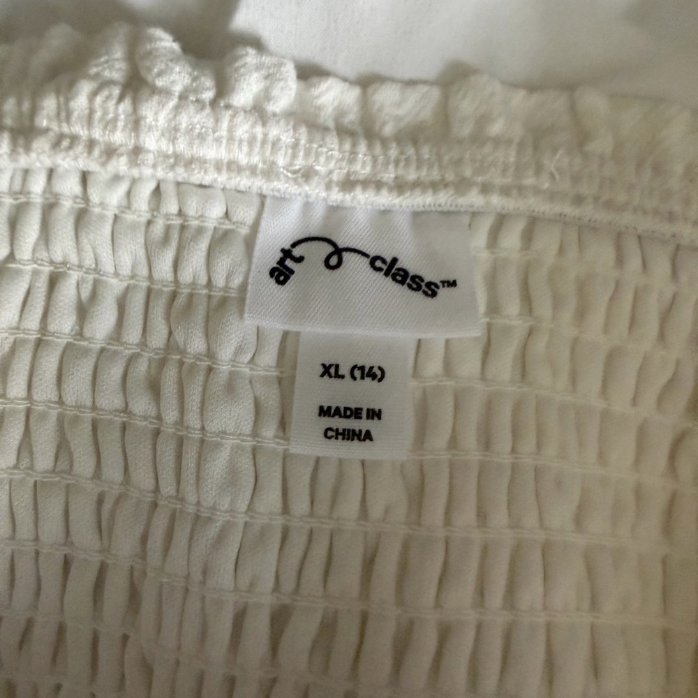 art class 100% cotton White Button-Front Spaghetti Strap Dress - Picture 9 of 9